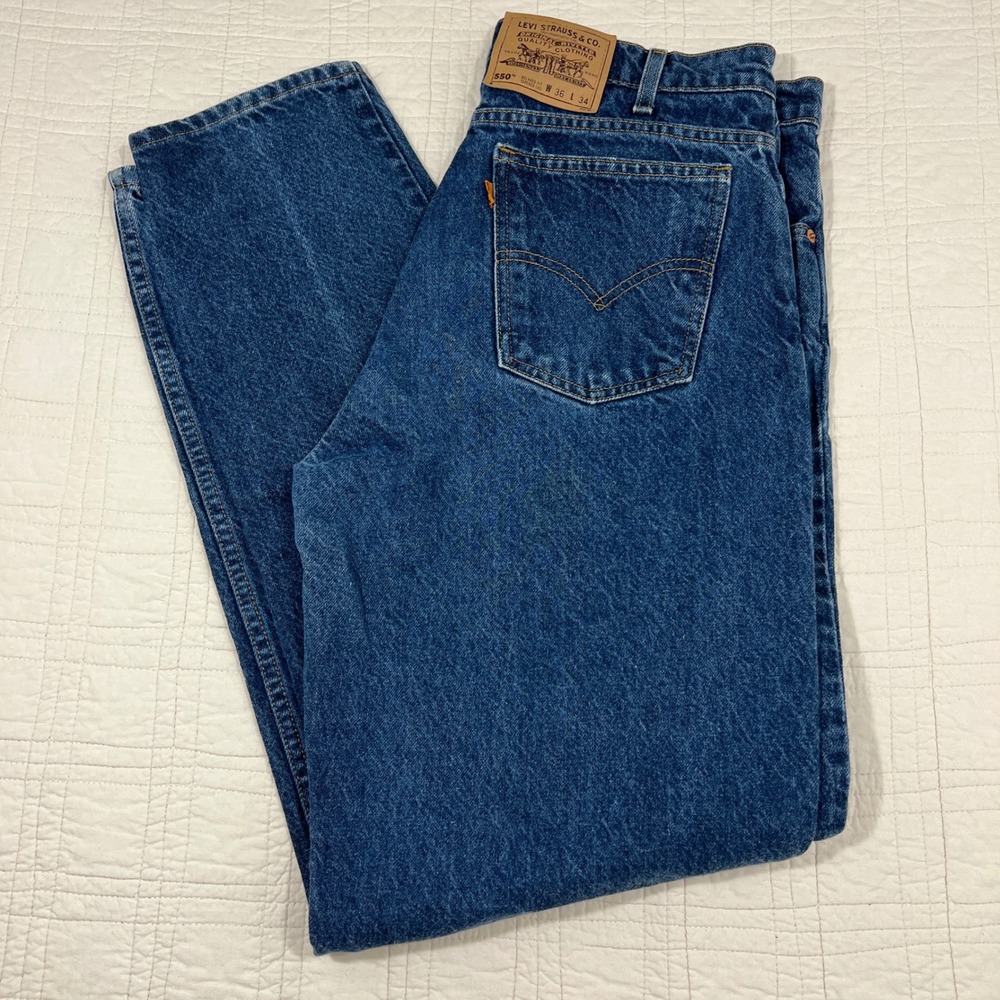 Vintage 90's Levis 550 Orange Tab Relaxed Fit Tapered Jeans 36x34‎ Medium Wash